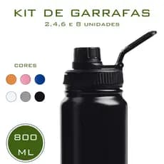 Kit 2/4/6/8 Garrafa Térmica 800ml Água Quente Frio Com Alça Isolamento Térmico Academia Inox Esporte