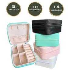Kit 5/10/14 Porta Joias Portátil Viagem de Bolsa Caixinha Lembrancinha Organizador Bijuterias