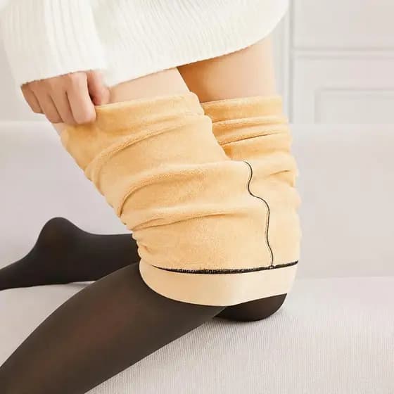 Meia Calça Térmica Translucida Feminina Peluciada Forrada Pelinho Lã Super Elástica Frio Inverno