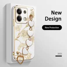Xiaomi Redmi Note 13 12 4G 5G/Note 12S/12 Pro 5G Plus/Poco X5 X6 PRO Faixa De Flores Criativa Bauhinia Bracelete Do Amor De Silicone Galvanizado De Luxo Estojo Protetor Anti Impacto