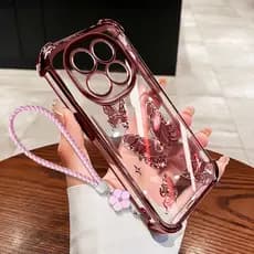 Capa VRQR Para Xiaomi Redmi Note 15 Pro Plus + 5G 4G Poco M8 5G Quatro Borboletas Com Corda De Flor Transparente De Tele