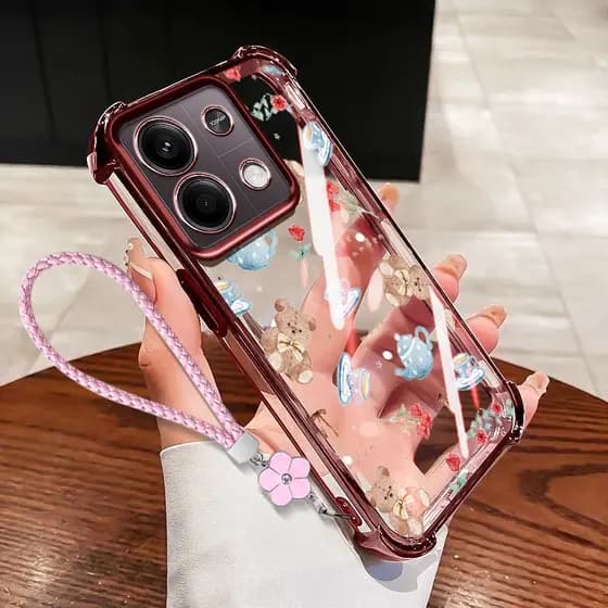 Capa VRQR Para Oppo A6 Pro 5G 4G A6X A6C A6T A6S A6i A6 4G 5G Mini Urso De Telefone Transparente À Prova De Choque Com C
