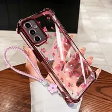 Capa VRQR Para Xiaomi Redmi 15 15C 4G 5G Poco C85 Pequeno Arco Fresco Transparente Anti Queda Caso De Telefone Com Corda