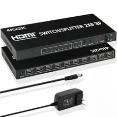 4K HDMI Switcher 2 Em 8 Saídas Switch Divisor 2x8 Distribuidor De Vídeo Para Computador Portátil Multi Tela TV Projetor