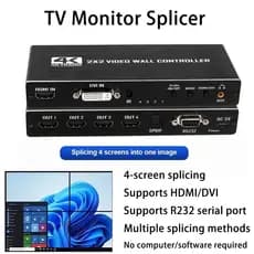 4K 2x2 Controlador De Parede Vídeo TV Emenda Caixa Processador 1080P 1x2 1x3 1x4 2x1 Para HDMI DVI 4 Tela Splicer Ajuste