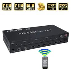 4K 60Hz HDMI Matriz 4X4 Divisor Switcher 4X4 Interruptor 2.0 4K/60Hz HDCP 2.2 HDR 4 Em 4 Saídas Para UHD