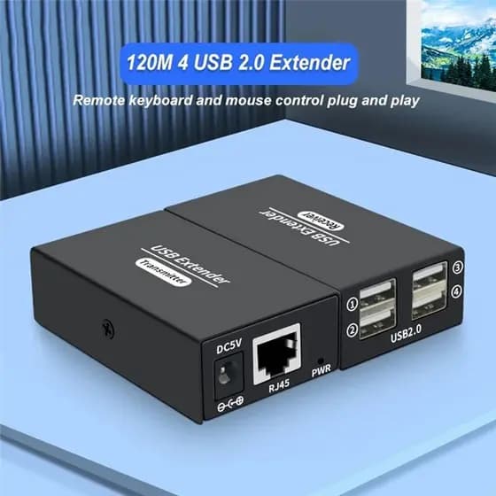 120M 4 Portas Extensor USB Sobre Ethernet RJ45 Cat6 Cabo Hub Adaptador Conversor Para Teclado Mouse Impressora Scanner