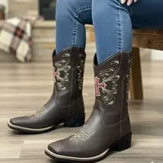 Bota Texana Cano Curto Botina Feminina Tex Curt Pink Bordado