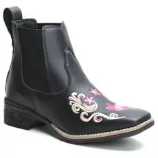 Botina Country Texana Feminina Bico Quadrado Cano Curto