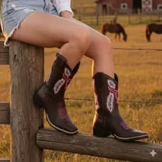 Bota Botina Texana Feminina Cano Curto Pink Country Rodeio Peão 2026