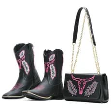 Kit Bota BotinaTexana + Bolsa Ombro Country Botina Moda Festa do Peão