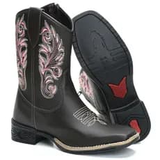 Bota Botina Texana Country Feminina Cano Medio Bico Quadrado
