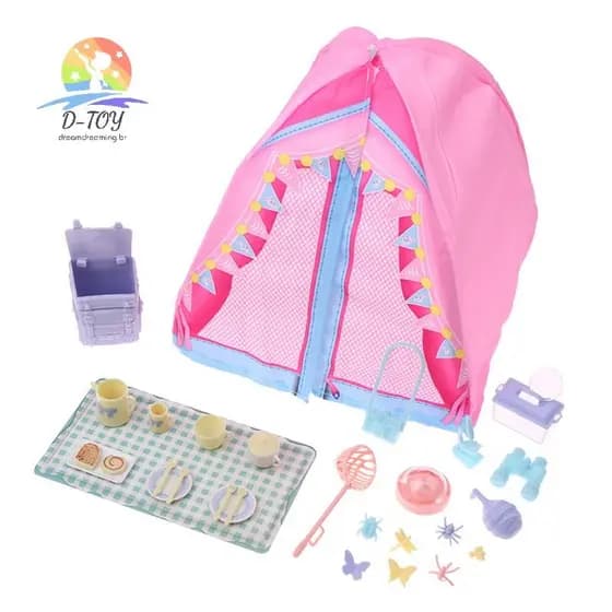 D-1/12 Casa De Bonecas Simulada Tenda Kit Acampamento Ao Ar Livre Piquenique Decoração Micro Cena Foto Adereços Fingir J