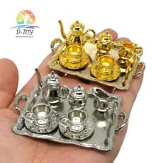 D-10 Pçs/Set Casa De Bonecas Em Miniatura De Metal Chá Móveis .
