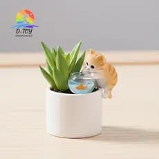 Estatuetas Fofas De Gato E Aquário D-Toy Para Arte Em Paisagem Miniatura Ideias Presentes Artesanais .
