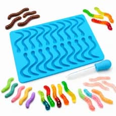 Forma Molde Silicone Cobra Goma + Conta Gotas Gelatina Bala Chocolate Minhoca Confeitaria Artesanato