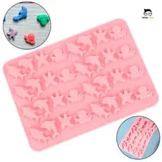 Forma Molde Silicone Fundo do Mar 32Cavidades Animais Marinhos Golfinho Peixe Estrela Chocolate Doce