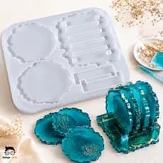 Molde Silicone Flexível 5 Cavidades Porta Copos Geodo Resina Epóxi Suporte DIY Artesanato Decoração