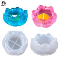 Forma Molde Silicone Flor de Lótus Castiçal Vela Cinzeiro Resina Vaso Gesso Cimento Artesanato DIY