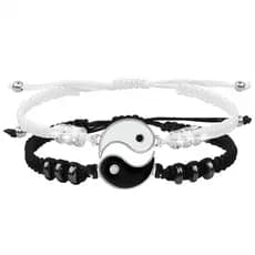 Conjunto De Pulseiras Feminina Yin Yang Casal Dupla Par Casal Amizade Bracelete Conexão Presente