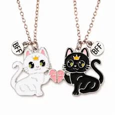 Colar Metades Gatinhos Melhores Amigas Best Friends Forever BFF Par Amizade Sempre Presente Fofo