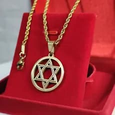 Colar Estrela de Davi Proteção Aço Inoxidável Banhado a Ouro