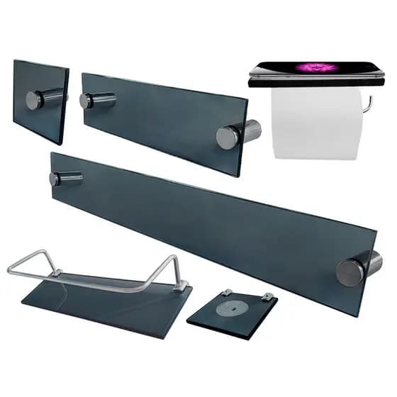 Kit Para Banheiro Premium Reto Fumê