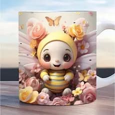 Caneca personalizada abelha arte realista 3D caneca de porcelana efeito 3D comeia mel xícara branca sublimação