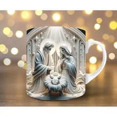 Caneca personalizada arte 3D religiosa presépio caneca de porcelana nascimento de Jesus xícara natal sublimação
