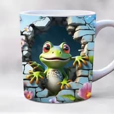 Caneca personalizada arte 3D sapo rã caneca de porcelana xícara lagos floral caneca branca sublimação