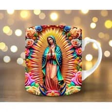 Caneca personalizada virgem de Guadalupe arte realista nossa senhora católica efeito 3D caneca de porcelana xícara