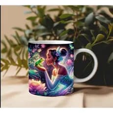 Caneca personalizada princesa Tiana arte realista caneca de porcelana disney xícara filme Princesa e o Sapo sublimação