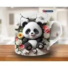 Caneca personalizada arte 3D Panda fofo Caneca de porcelana xícara branca sublimação animal