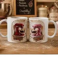 Caneca personalizada Batedeira nome confeitaria caneca de porcelana boleira doceira xícara bolaria cozinha sublimação