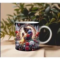 Caneca personalizada bela e a fera caneca de porcelana arte realista xícara princesa Disney filme infantil