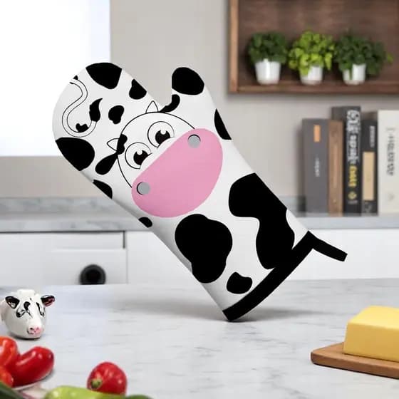 Luva de Cozinha Forno em Neoprene Vaquinha Vaca Fofa
