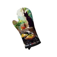Luva de Cozinha Forno em Neoprene Ovos Cozinha e Gatinho