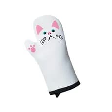 Luva de Cozinha Forno em Neoprene Gato Branco dando oi