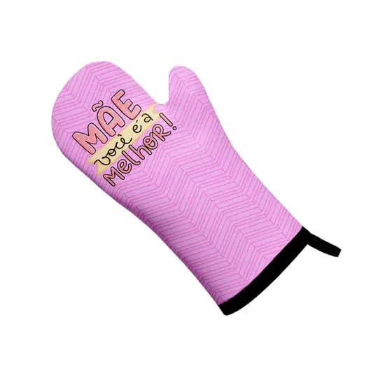 Luva de Cozinha Forno em Neoprene Mãe voce é a melhor rosa acabamento