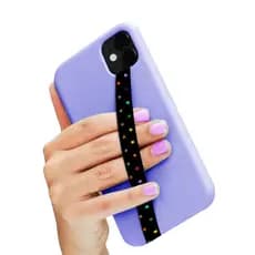 Fita Salva Celular Espessura 1,5cm Estrelas Coloridas Preto