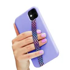 Fita Salva Celular Espessura 1,5cm Zig Zag Roxo Rosa e Azul