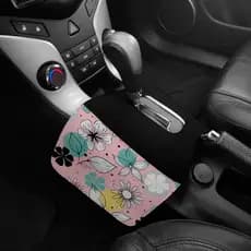 Lixeira de Carro Automatico Duplo Flores Folhas Rose Verde