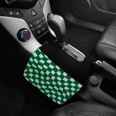 Lixeira de Carro Automatico Duplo Quadrado Xadrez Curvo Verde