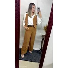 Conjunto Alfaiataria Colete e Calça Feminino Elegante Social Moda Feminina
