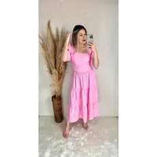 Vestido Midi Serenata Feminino Elegante Acinturado Moda Feminina