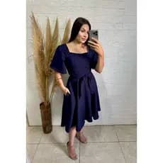Vestido Godê Siena Midi Feminino Elegante Acinturado Moda Feminina