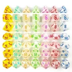 Kit 7 Dados RPG Iridescente Monocolor Brilho D&D 5e