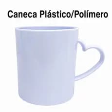 KIT 10 CANECAS PLÁSTICO PARA SUBLIMAÇÃO POLÍMERO ALÇA CORAÇÃO 325ML BRANCA SUPER PREMIUM