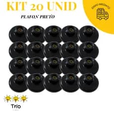 Kit 20 Plafon Preto Soquete E27 Bivolt Plafonier Redondo Luminaria Bocal de Teto