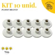 Kit 10 Plafon Soquete E27 Branco Bivolt Plafonier Redondo Luminaria Bocal de Teto